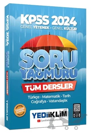 2024 KPSS Genel Yetenek Genel Kültür Tüm Dersler Soru Yağmuru – Kolektif – Yediiklim Yayınları kitap kapağı