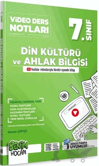 7. Sınıf Din Kültürü ve Ahlak Bilgisi Video Ders Notları (Konu Anlatımı) – Davut Çiftçi – Benim Hocam Yayınları kitap kapağı