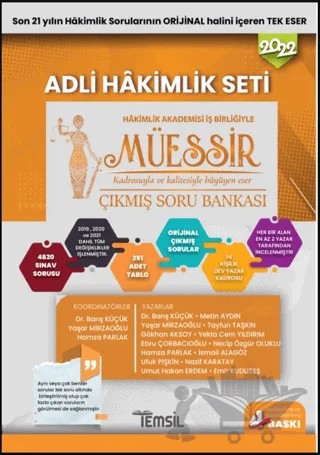 Müessir Çıkmış Soru Bankası Adli Hakimlik Seti – Barış Küçük, Ebru Çorbacıoğlu, Emir Kudubeş, Gökhan Aksoy, Hamza Parlak, İsmail Alagöz, Metin Aydın, Nazif Karatay, Necip Özgür Oluklu, Tayfun Taşkın, Ufuk Pişkin, Umut Hakan Erdem, Yaşar Mirzaoğlu, Yekta Cem Yıldırım – Temsil Kitap kitap kapağı