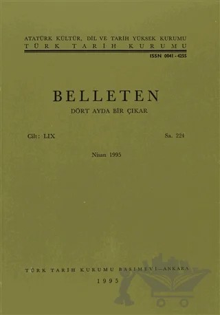 Belleten Sayı: 224 Cilt: 59 – Türk Tarih Kurumu Yayınları kitap kapağı