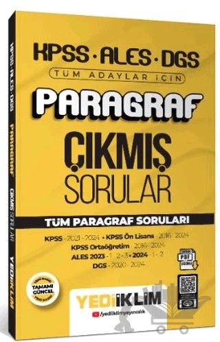 2025 KPSS ALES DGS Tüm Adaylar İçin Paragraf Tamamı PDF Çözümlü Çıkmış Sorular – Kolektif – Yediiklim Yayınları kitap kapağı