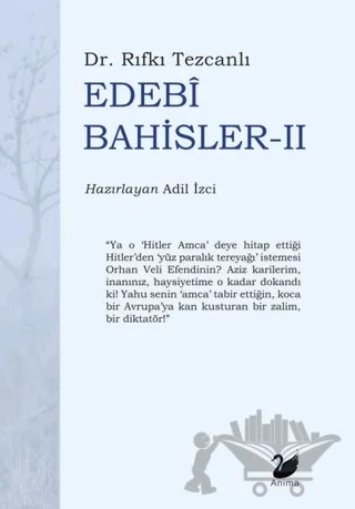 Edebi Bahisler - 2 – Rıfkı Tezcanlı – Anima Yayınları kitap kapağı