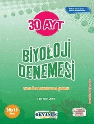 AYT 30 Biyoloji Denemesi – Sadrettin Çelebi – Okyanus Yayınları kitap kapağı