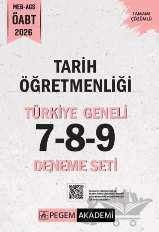 2026 MEB AGS ÖABT Tarih Öğretmenliği Tamamı Çözümlü Türkiye Geneli 7-8-9 (3'lü Deneme Seti) – Kolektif – Pegem Akademi Yayıncılık kitap kapağı