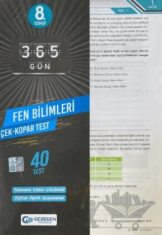 8.Sınıf 365 Gün Fen Bilimleri 40 Yaprak Test – Kolektif – Gezegen Yayıncılık kitap kapağı