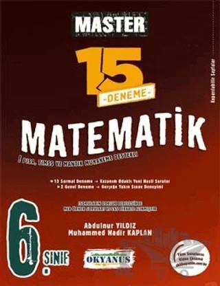 6. Sınıf Master 15 Matematik Denemesi – Abdulnur Yıldız, Muhammed Nadir Kaplan – Okyanus Yayınları kitap kapağı