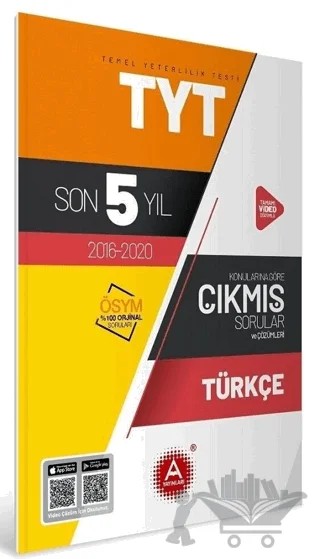TYT Türkçe Son 5 Yıl Konularına Göre Tamamı Çözümlü Çıkmış Sorular – Kolektif – A Yayınları kitap kapağı