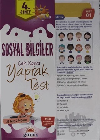 4. Sınıf Sosyal Bilgiler Çek Kopar Yaprak Test – Kolektif – Güneş Yayın Dağıtım kitap kapağı
