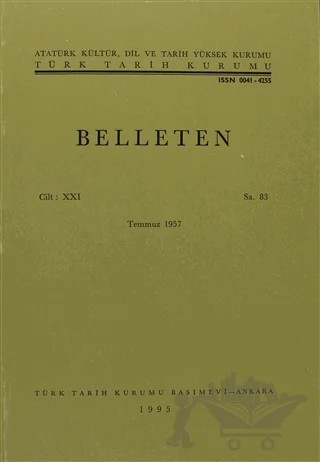 Belleten Sayı: 83 Cilt: 21 – Türk Tarih Kurumu Yayınları kitap kapağı