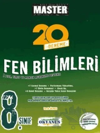8. Sınıf Master 20 Fen Bilimleri Denemesi – Tarık Ölmez – Okyanus Yayınları kitap kapağı
