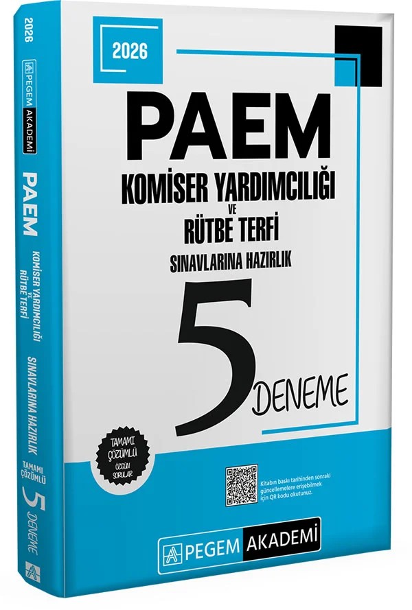 2026 PAEM Komiser Yardımcılığı ve Rütbe Terfi Sınavlarına Hazırlık 5 Deneme – komisyonumuz tarafından hazırlanmıştır. Okuyucularımıza güncel, çalışmalarını pekiştirecek yönteml – Pegem Akademi Yayıncılık kitap kapağı