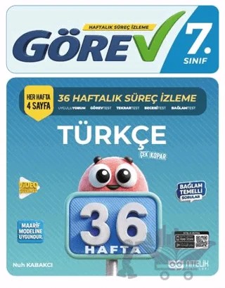7. Sınıf Görev Türkçe 36 Haftalık Süreç İzleme Kitabı – Nuh Kabakcı – Nitelik Yayınları kitap kapağı