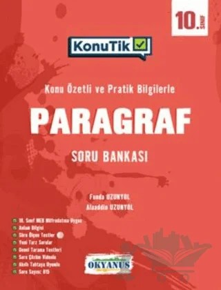 10. Sınıf KonuTik Paragraf Soru Bankası – Alaaddin Uzunyol, Funda Uzunyol – Okyanus Yayınları kitap kapağı