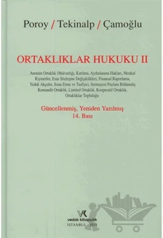 Ortaklıklar Hukuku 2 – Ersin Çamoğlu, Reha Poroy, Ünal Tekinalp – Vedat Kitapçılık kitap kapağı