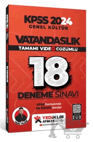 KPSS 2024 Genel Kültür Vatandaşlık Tamamı Video Çözümlü 18 Deneme – Kolektif – Yediiklim Yayınları kitap kapağı