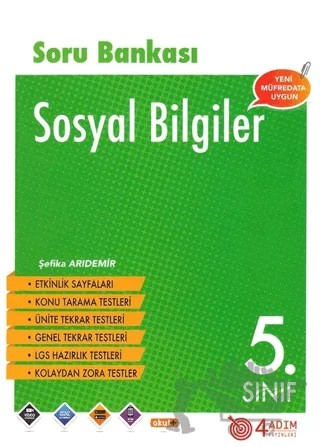 5. Sınıf Sosyal Bilgiler Soru Bankası – Şefika Arıdemir – 4 Adım Yayınları kitap kapağı
