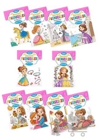 Sevimli Prensesler Boyama Kitabı Sticker Çıkartmalı (10 Kitap Set) – Kolektif – Atlı Karınca Yayınları kitap kapağı