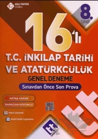8. Sınıf T.C İnkılap Tarihi ve Atatürkçülük 16'lı Genel Deneme – Artaş Akkar, Ramazan Koyuncu – Talentteam Yayıncılık kitap kapağı