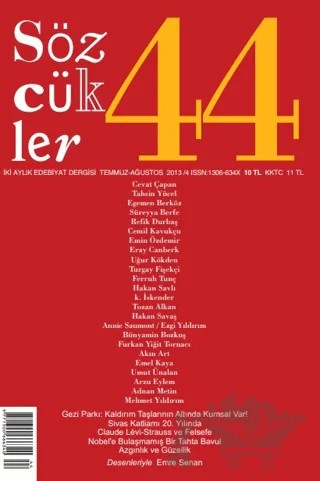 Sözcükler Dergisi Sayı: 44 Temmuz - Ağustos 2013 – Sözcükler Yayınları kitap kapağı