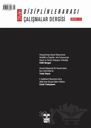 Divan : Disiplinlerarası Çalışmalar Dergisi 2016/2 Sayı: 41 Cilt 21 – Bilim ve Sanat Vakfı kitap kapağı