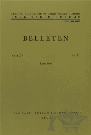 Belleten Sayı: 60 Cilt: 15 – Türk Tarih Kurumu Yayınları kitap kapağı