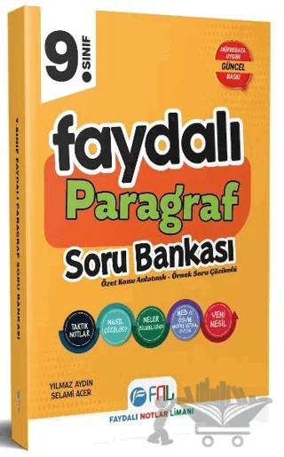 9. Sınıf Faydalı Paragraf Soru Bankası – Yılmaz Aydın, Selami Acer, Yusuf Atik – FNL Yayınları kitap kapağı