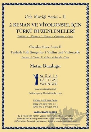 2 Keman ve Viyolonsel için Türkü Düzenlemeleri – Metin Buzduğu – Müzik Eğitimi Yayınları kitap kapağı