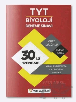 TYT Biyoloji ÖSYM Formatında Video Çözümlü Yeni Nesil Kazandıran 30'lu Deneme – Kolektif – Veri Yayınları kitap kapağı