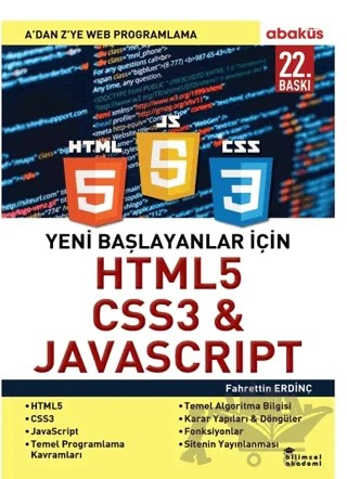 Yeni Başlayanlar İçin HTML5, CSS3 ve Javascript – Fahrettin Erdinç – Abaküs Kitap kitap kapağı