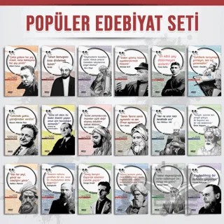 Popüler Edebiyat Seti - 18 Kitap Takım – Albert Camus, Farabi, İbn-i Rüşd, Ahmed Arif, Franz Kafka, İmam Gazzali, Nazım Hikmet Ran, Antoine de Saint-Exupery, İbn-i Haldun, Muhyiddin İbn-i Arabi, Hacı Bektaş Veli, Ömer Hayyam, Hallâc-ı Mansûr, Fyodor Mihayloviç Dostoyevski, George Orwell, İbn Sina, Ahmet Yesevi, Charles Bukowski – Gece Kitaplığı kitap kapağı