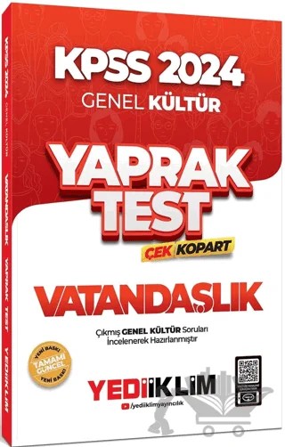2024 KPSS Genel Kültür Vatandaşlık Çek Kopart Yaprak Test – Kolektif – Yediiklim Yayınları kitap kapağı