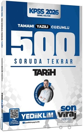 2026 KPSS AGS Son Viraj Serisi Tarih Tamamı Yazılı Çözümlü 500 Soruda Genel Tekrar Kampı – Ahmet Uğur Karakuza – Yediiklim Yayınları kitap kapağı
