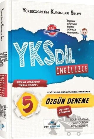 YKS DİL İngilizce 5 Özgün Deneme – Rıdvan Gürbüz – İrem Yayıncılık kitap kapağı