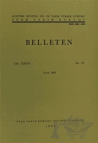 Belleten Sayı: 105 Cilt: 26 – Türk Tarih Kurumu Yayınları kitap kapağı