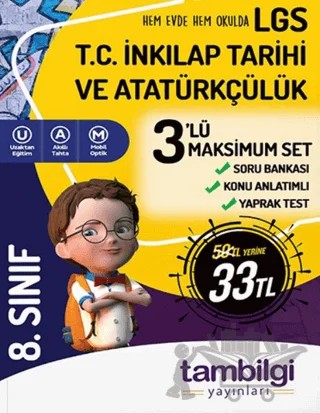 8. Sınıf LGS T.C. İnkılap Tarihi ve Atatürkçülük 3'lü Maksimum Set – Kolektif – Tambilgi Yayınları kitap kapağı