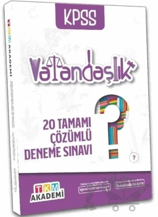 2022 KPSS Vatandaşlık 20 Deneme Çözümlü – Kolektif – TKM Akademi kitap kapağı
