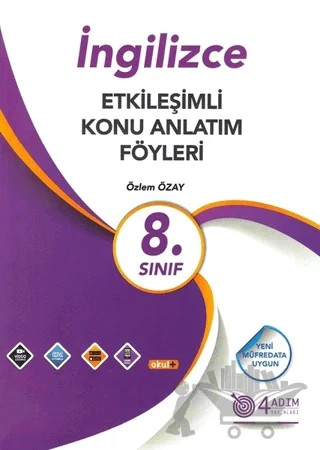 8. Sınıf İngilizce Etkileşimli Konu Anlatım Föyleri – Özlem Özay – 4 Adım Yayınları kitap kapağı