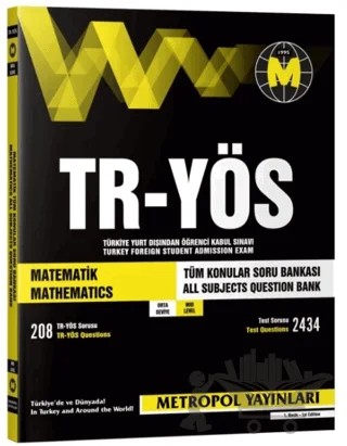 TR-YÖS Matematik Tüm Konular Soru Bankası – Kollektif – Metropol Yayınları kitap kapağı