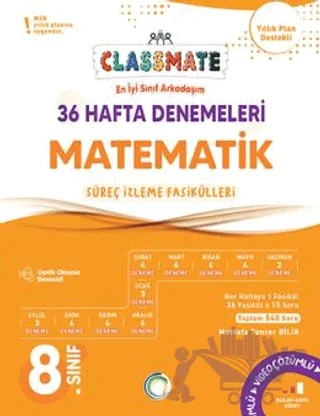 8. Sınıf Matematik Classmate 36 Hafta Denemeleri – Mustafa Tuncer Bilir – Okyanus Yayınları kitap kapağı