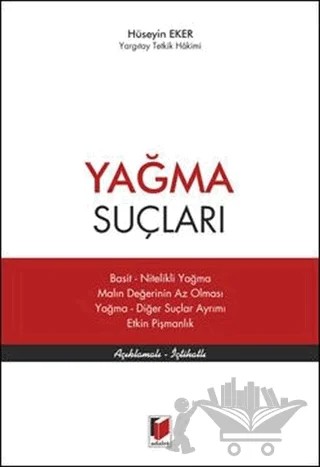 Yağma Suçları – Hüseyin Eker – Adalet Yayınevi kitap kapağı