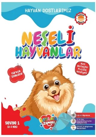 Hayvan Dostlarımız – Neşeli Hayvanlar Seviye 1 – Abdullah Karaca – Boyama Zamanı kitap kapağı