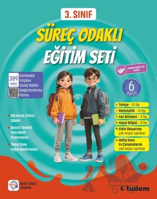 3. Sınıf Süreç Odaklı Eğitim Seti ( 6 Parça) – Kolektif – Tudem Yayınları - Bayilik kitap kapağı