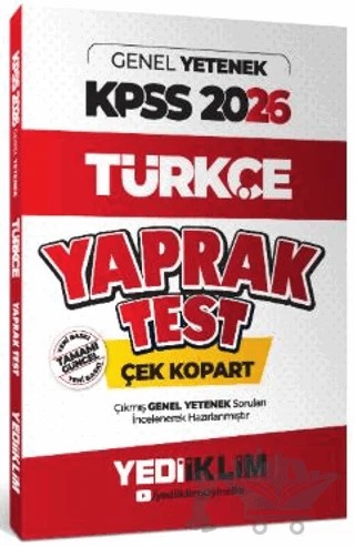 2026 KPSS Genel Yetenek Türkçe Çek Kopart Yaprak Test – Kollektif – Yediiklim Yayınları kitap kapağı