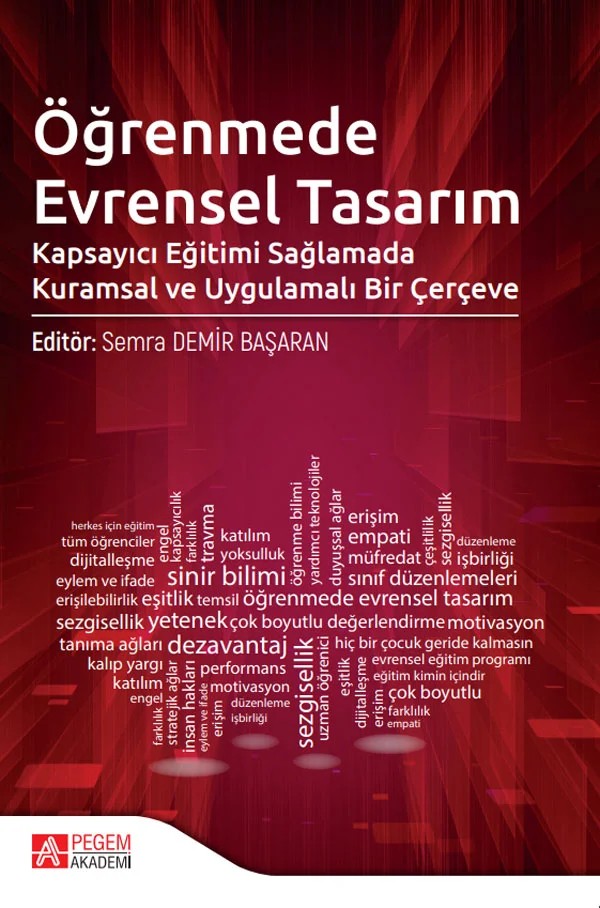 Öğrenmede Evrensel Tasarım Kapsayıcı Eğitimi Sağlamada Kuramsal ve Uygulamalı Bir Çerçeve – Semra Demir Başaran, Emine Erden, Mustafa Öztürk, Özge Maviş Sevim, Özlem Erden Başaran – Pegem Akademi Yayıncılık kitap kapağı