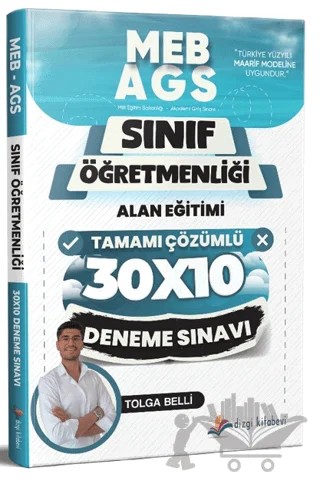 2026 MEB AGS ÖABT Sınıf Öğretmenliği Alan Eğitimi Tamamı Çözümlü 10 Deneme Sınavı – Tolga Belli – Dizgi Kitap kitap kapağı