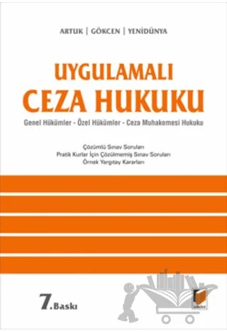 Uygulamalı Ceza Hukuku – Mehmet Emin Artuk, Ahmet Gökçen, A. Caner Yenidünya – Adalet Yayınevi kitap kapağı