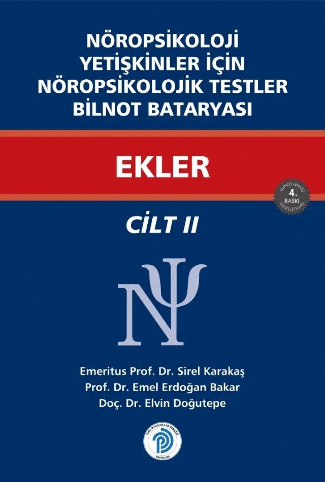 Nöropsikoloji Yetişkinler İçin Nöropsikolojik Testler EKLER / Cilt - 2 – Sirel Karakaş, Emel Erdoğan Bakar, Elvin Doğutepe – Türk Psikologlar Derneği Yayınları kitap kapağı