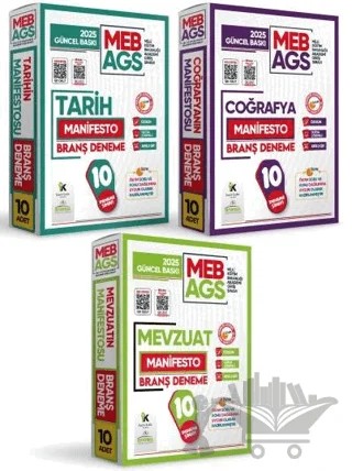 2025 MEB AGS Tarih-Coğrafya-Mevzuat Manifesto Branş Deneme Seti 3lü (3x10) Özgün Dijital Çözümlü – Kolektif – Karakutu Yayın kitap kapağı