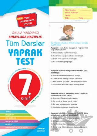 7. Sınıf Tüm Dersler Yaprak Test – Kolektif – 4 Element Yayınları kitap kapağı