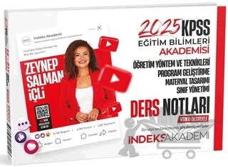 2025 KPSS Eğitim Bilimleri Öğretim Yöntem ve Teknikleri, Program Geliştirme Video Ders Notları – Zeynep Salman İçli – İndeks Akademi Yayıncılık kitap kapağı